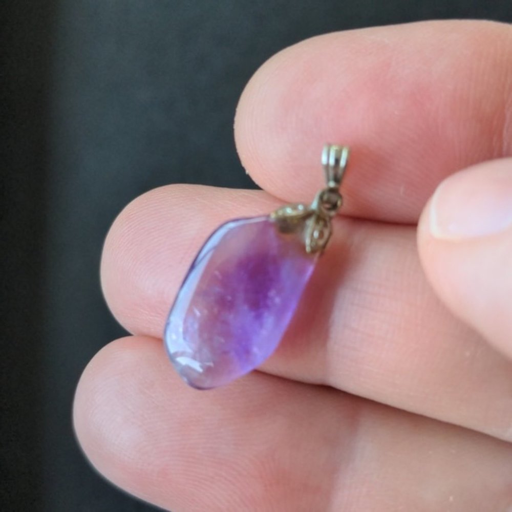 Vintage amethyst pendant, handmade, natural
